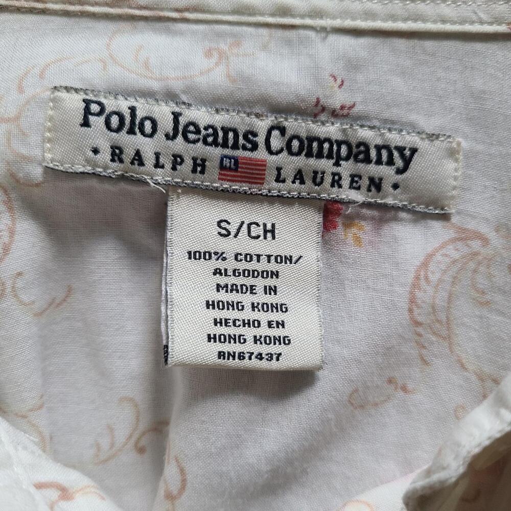 VTG Polo Jeans Co Ralph Lauren Western Shirt Small Pink Floral Pearl Snap Y2K - Picture 6 of 8
